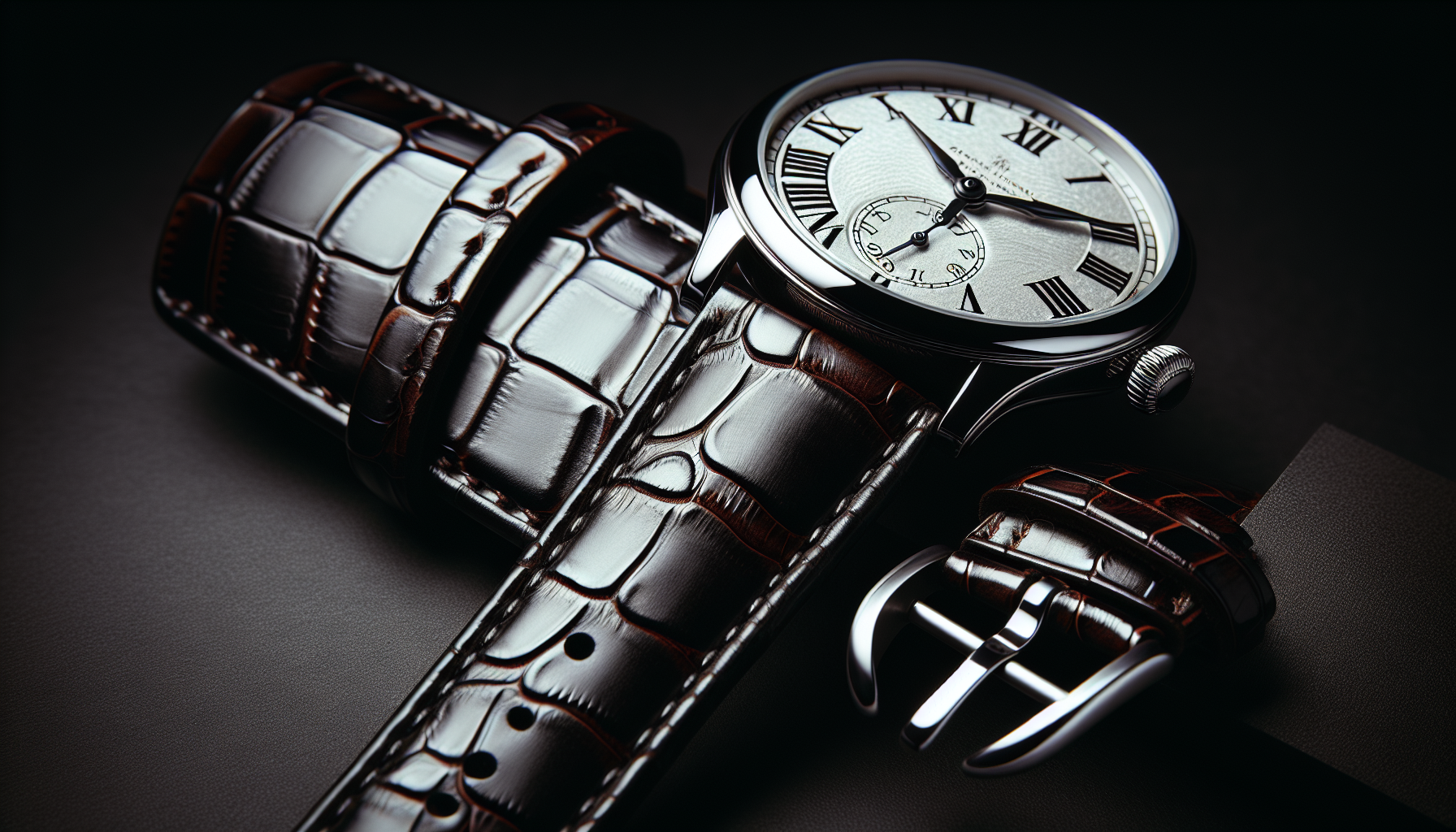 Elegant alligator watch strap paired with a classic timepiece