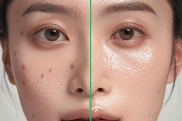 skin difference before and after aloe vera gel application