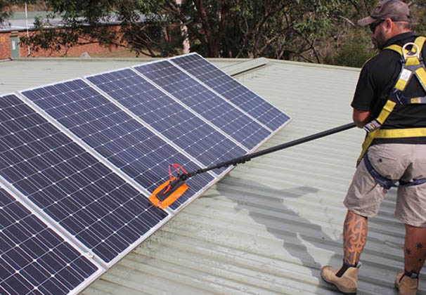 Harness cleaning solar panels