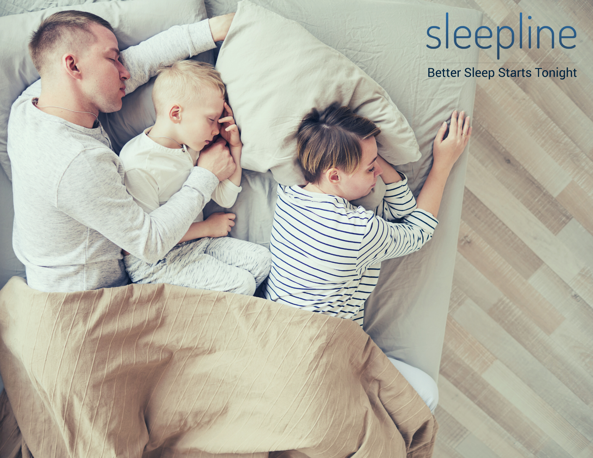 Family sleeping on a non-toxic mattress