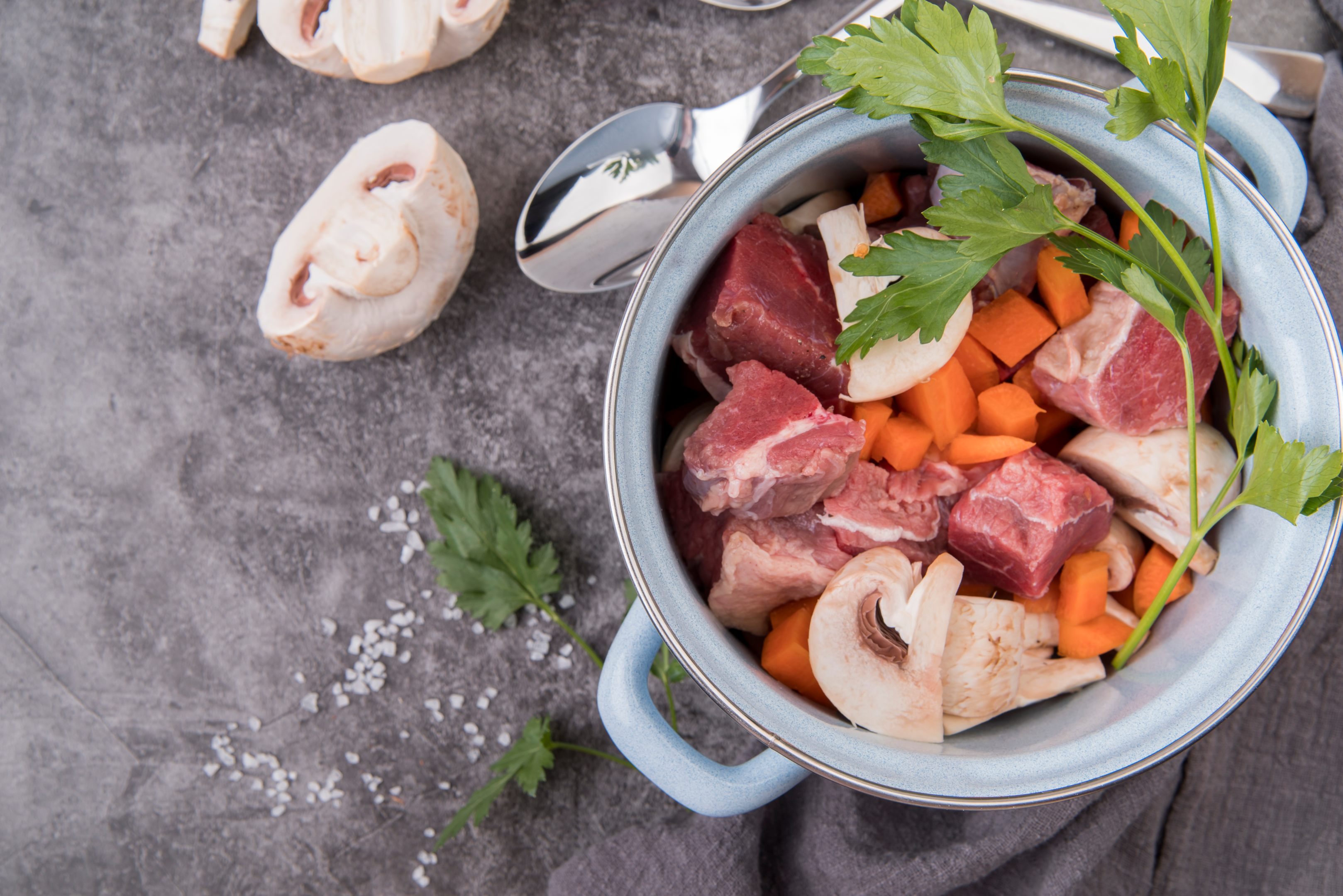 For perfect slow cooker beef, just add tomato paste, red wine, herbs, salt and pepper and cook low and slow. Serve with simple mashed potatoes and greens.