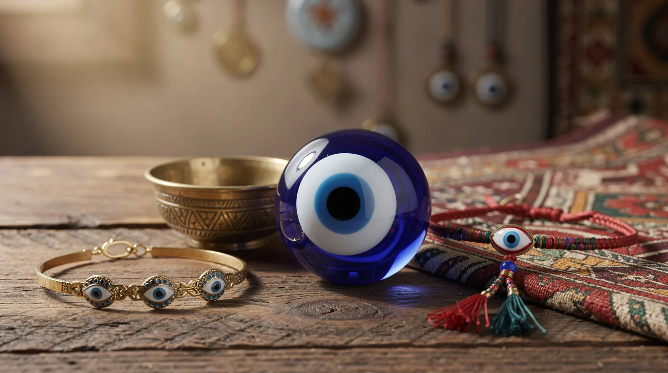 The image features a beautifully crafted evil eye necklace pendant made of sterling silver, designed to ward off negativity and protect the wearer. This best-selling piece of jewellery showcases the rich cultural significance and protective qualities of the evil eye symbol, making it a cherished accessory across various cultures.