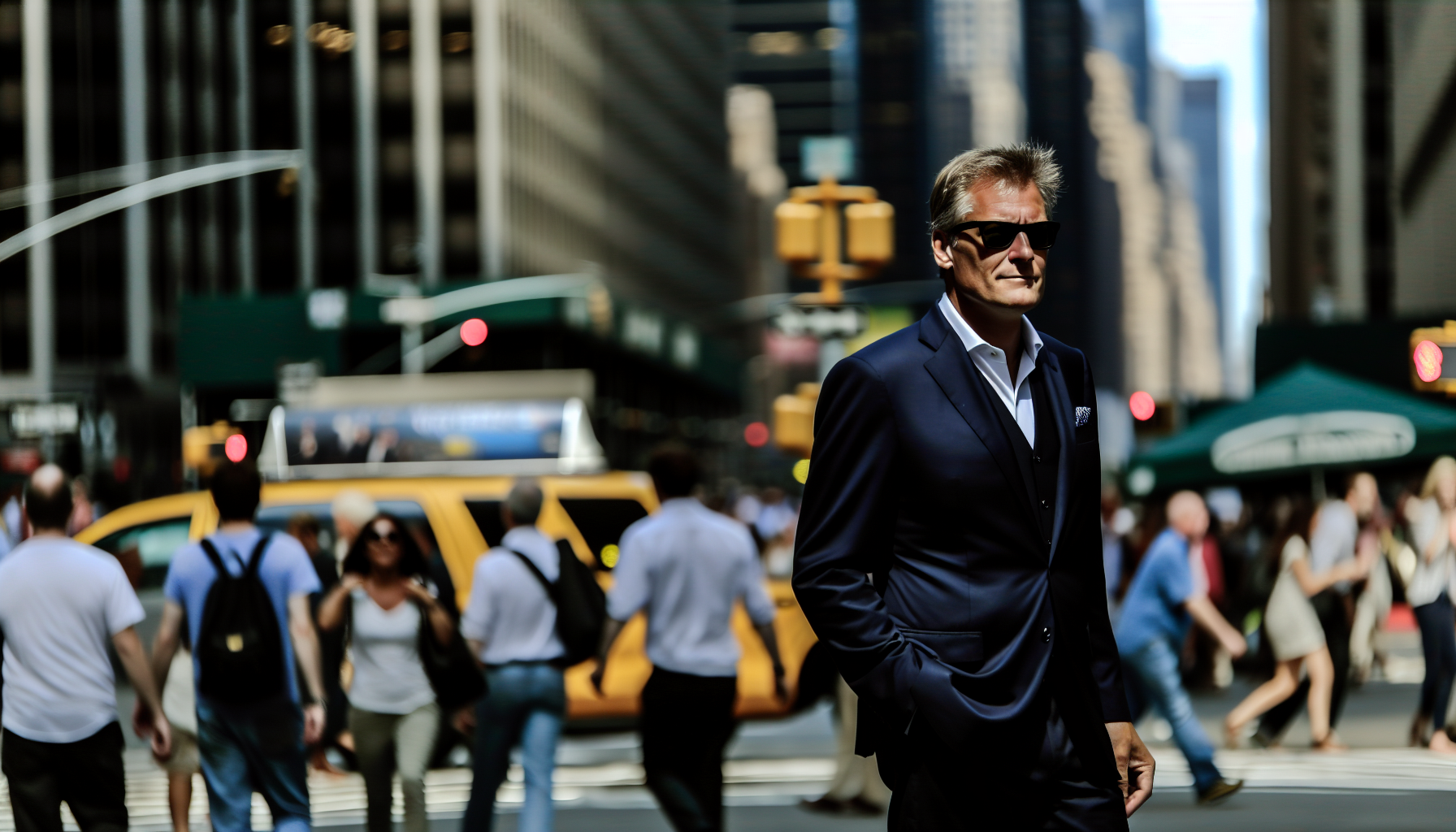 John Paulson walking through the streets of Manhattan