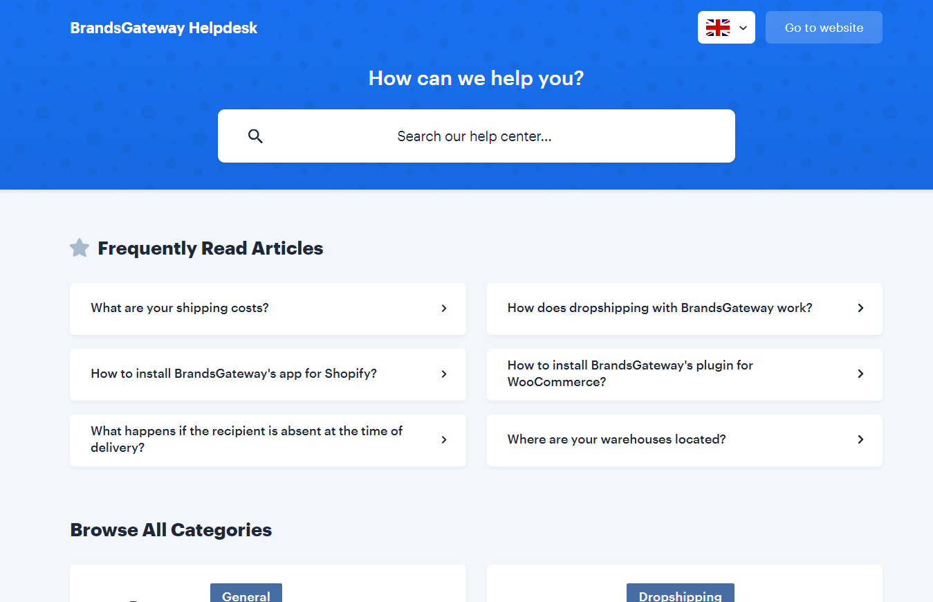 help desk dropshipping with brandsgateway