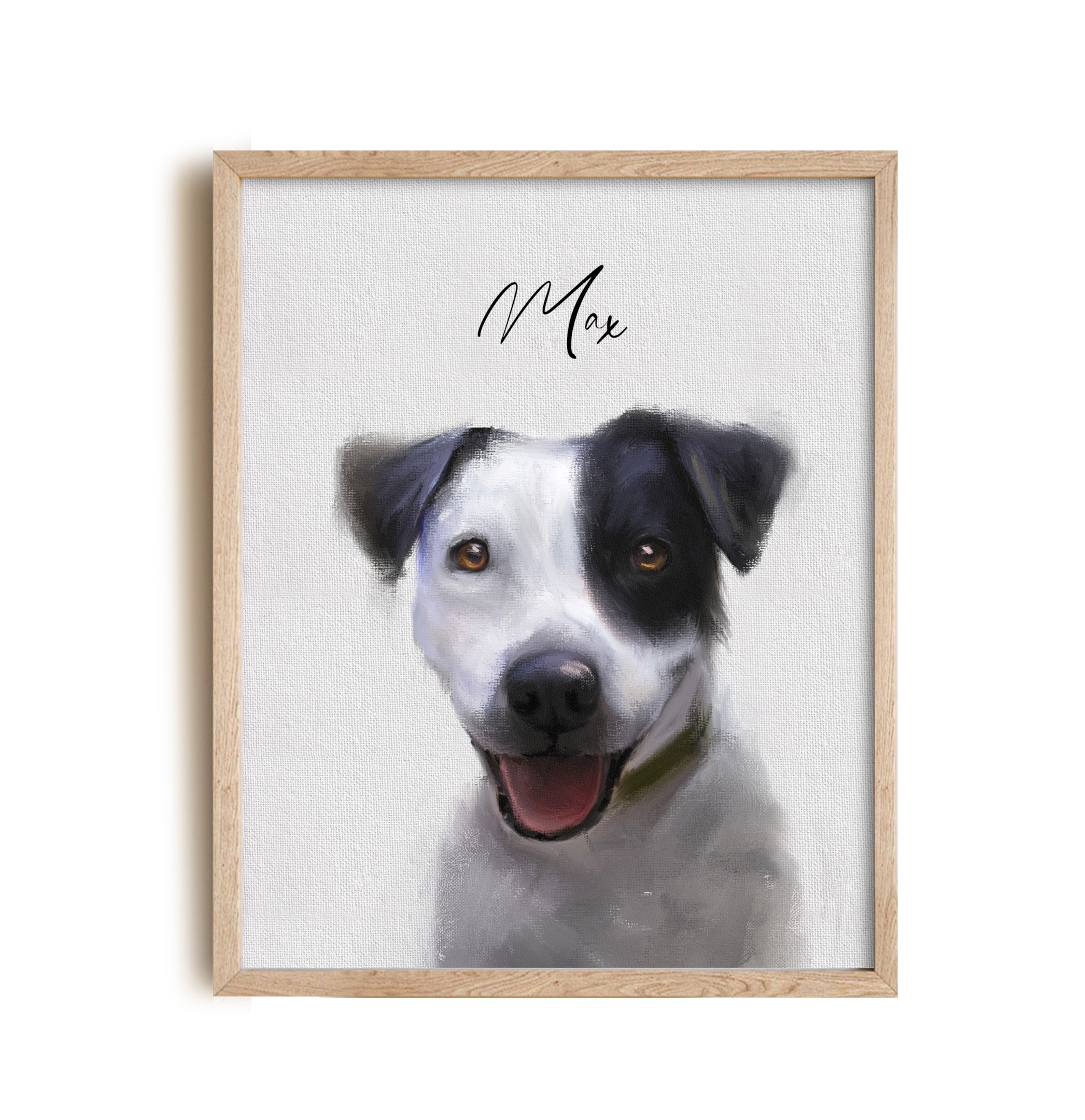 Various canvas options for dog paintings, featuring different textures and colors.