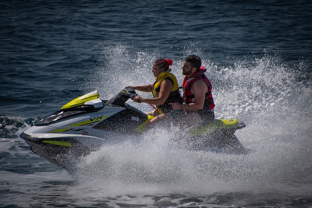                                                        couple, water scooter, jet ski