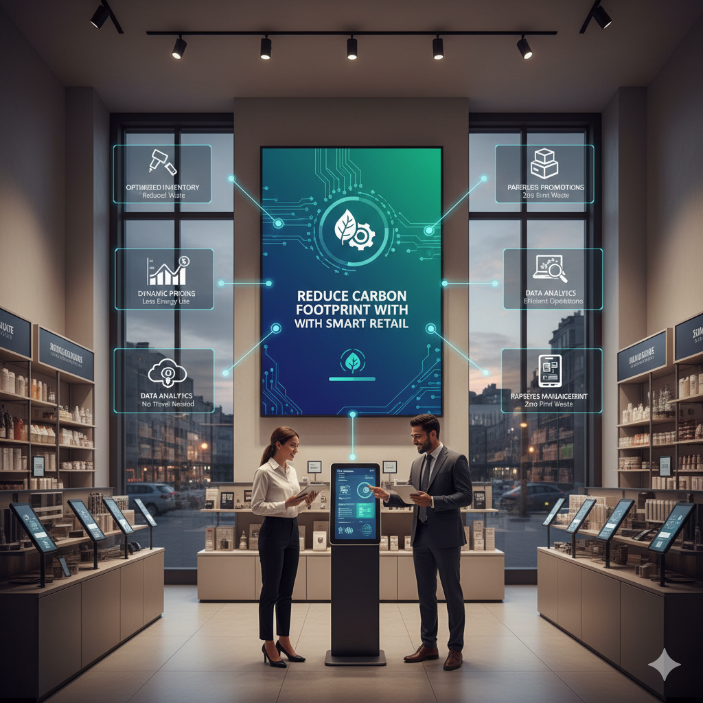How Can Digital Signage Helps Reduce Waste and Support Green Practices in Retail? 4 digital signage reduces carbon footprint with smart retail