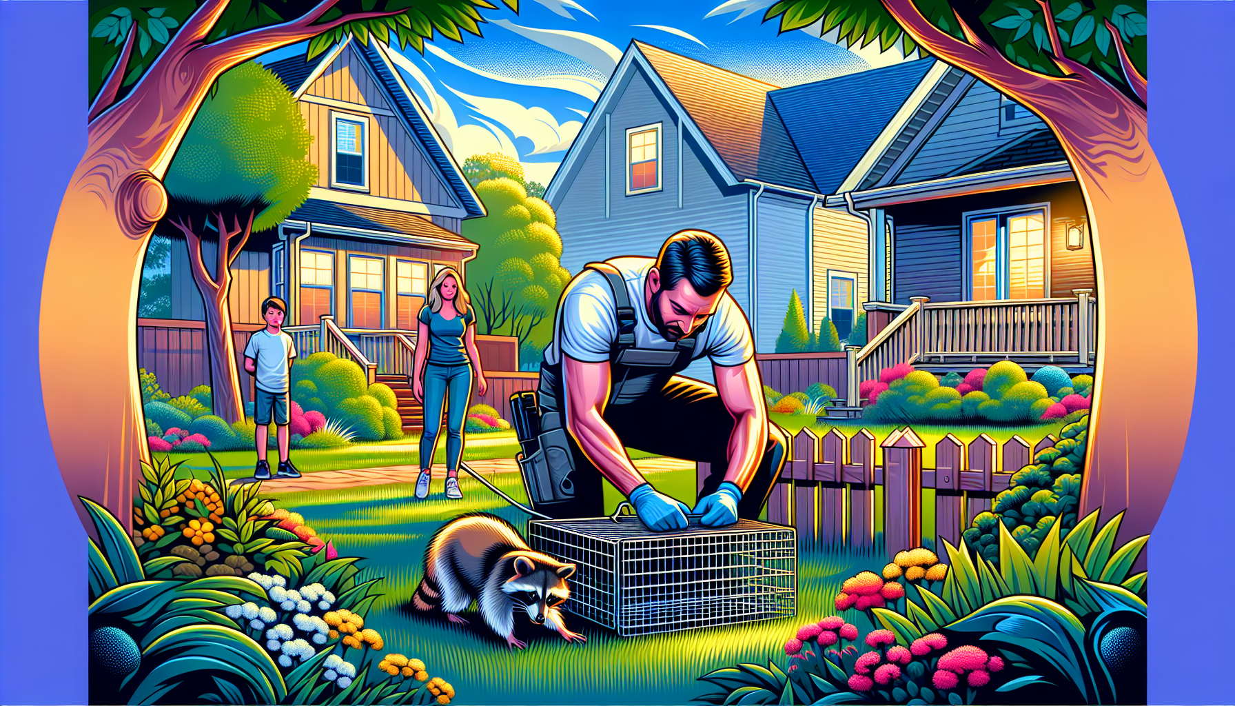 An illustration representing professional humane wildlife control services.