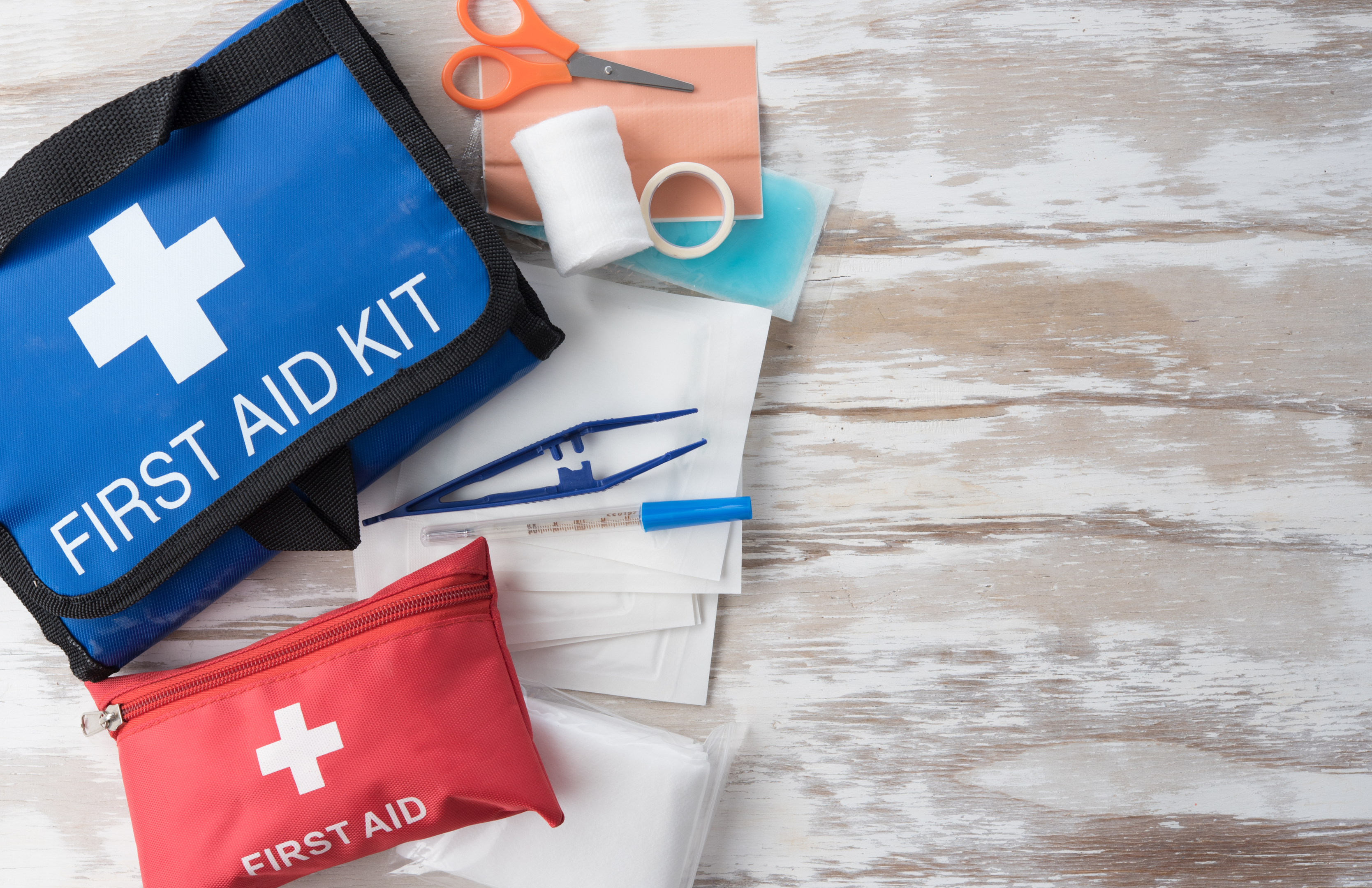 First aid kit - short courses available - two year diploma - hospitals