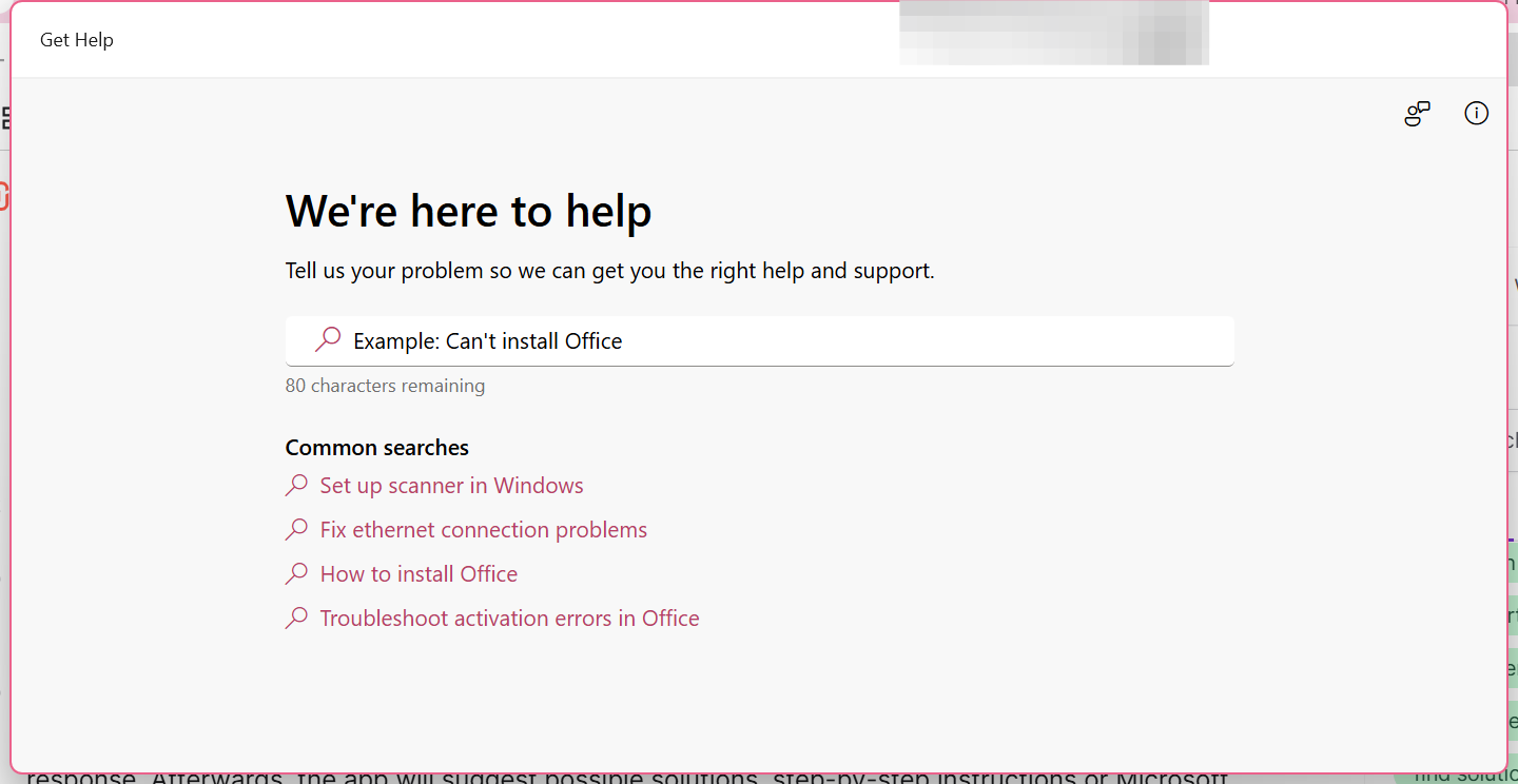 The Get Help app in Windows 11.