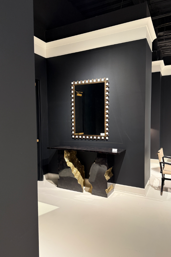 we attended this show room and saw an all-black color drenched space on evening at High Point; what a great idea!