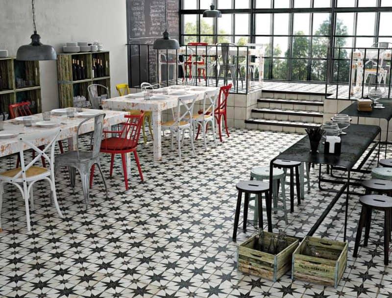 Future Star Black & White Matt Pattern Floor Tile 45×45 by Peronda Tiles