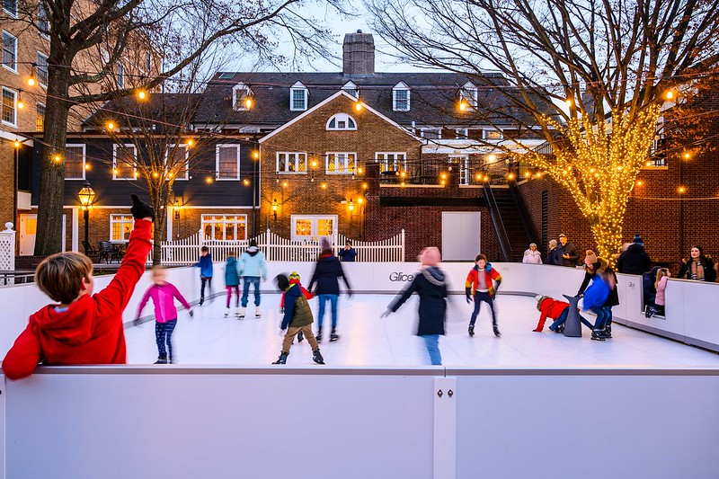 a large group of people ice skating