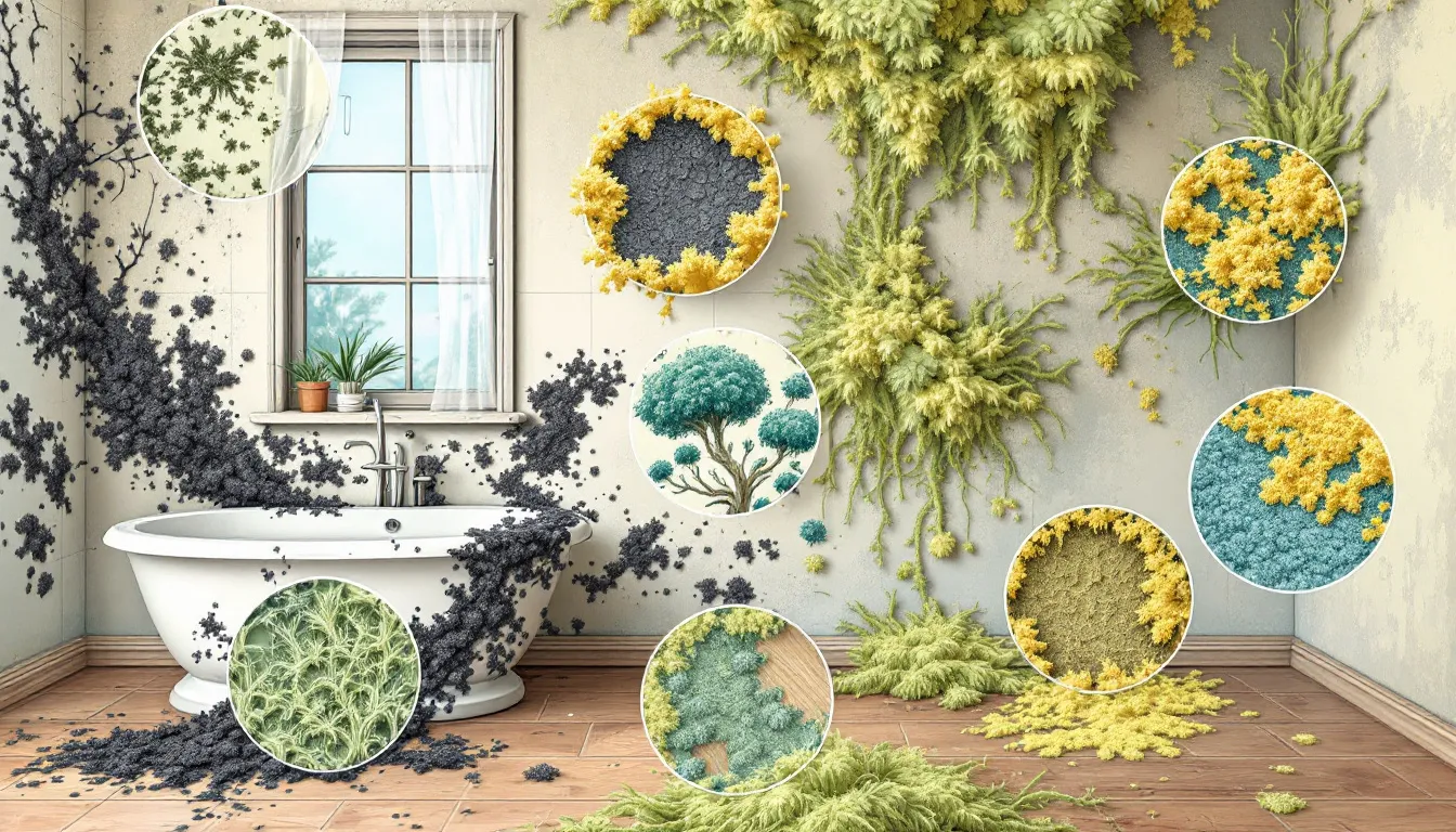 An image depicting common locations for toxic mold growth in a home environment.