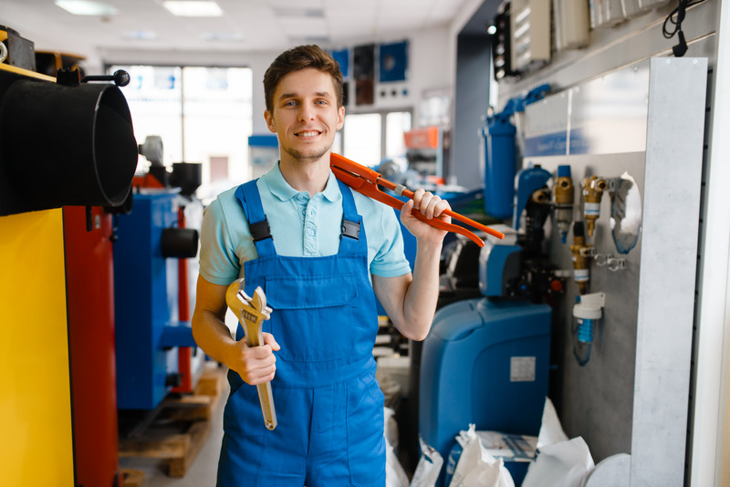 Ein freundlicher Installateur mit Werkzeugen
