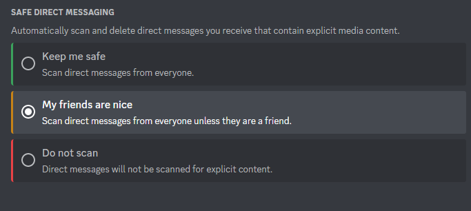 Picture showing how to filter inappropriate contents on Discord