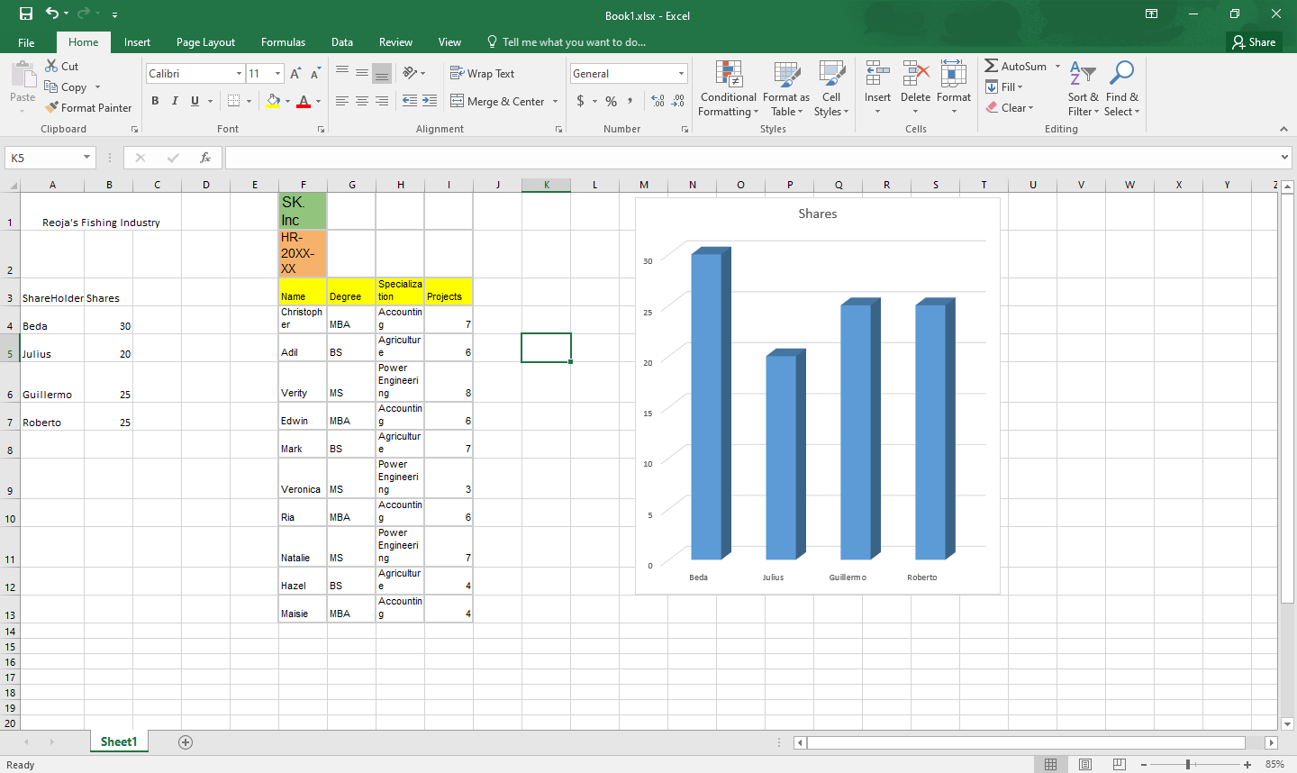Open an Excel file where you have the table from your PowerPoint data.