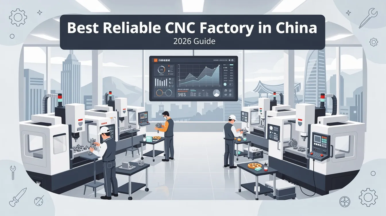 The image showcases a modern CNC factory in China, featuring various advanced CNC machines including milling machines and CNC routers, highlighting the precision machining capabilities and competitive pricing of Chinese CNC manufacturers. The factory environment reflects high-tech automation and a range of machine tools used for custom machining services and high volume production.