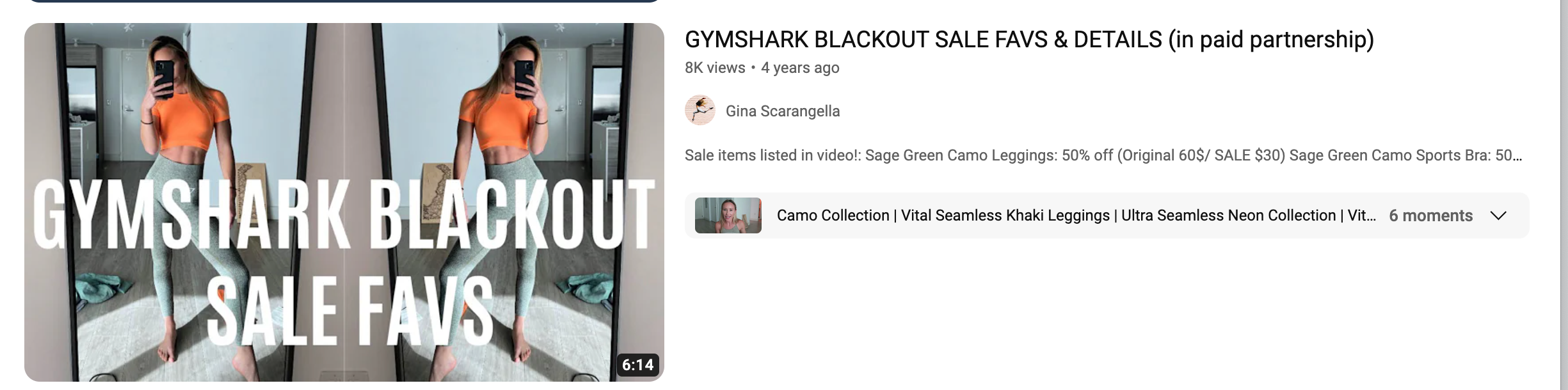 A paid partnership video on YouTube with Gymshark