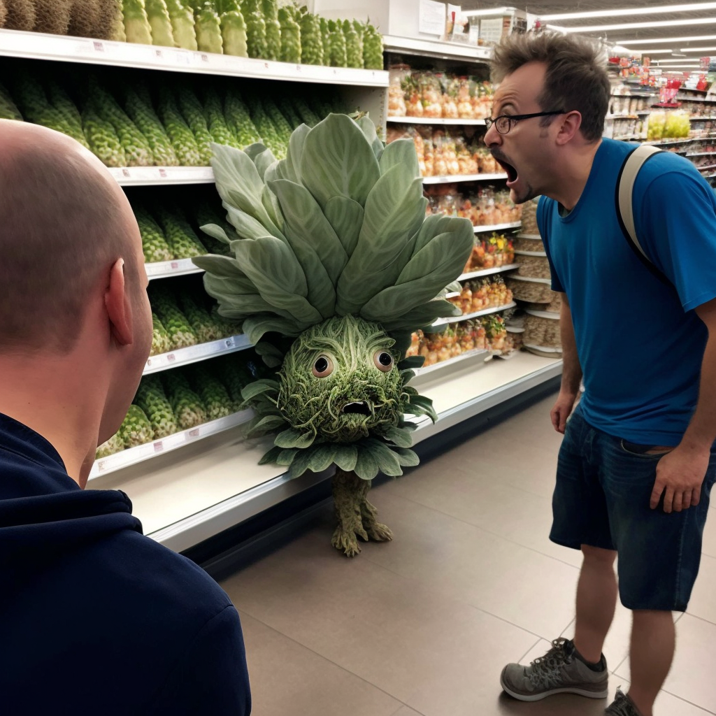 Funny plants in a supermarket to boost customers emotions