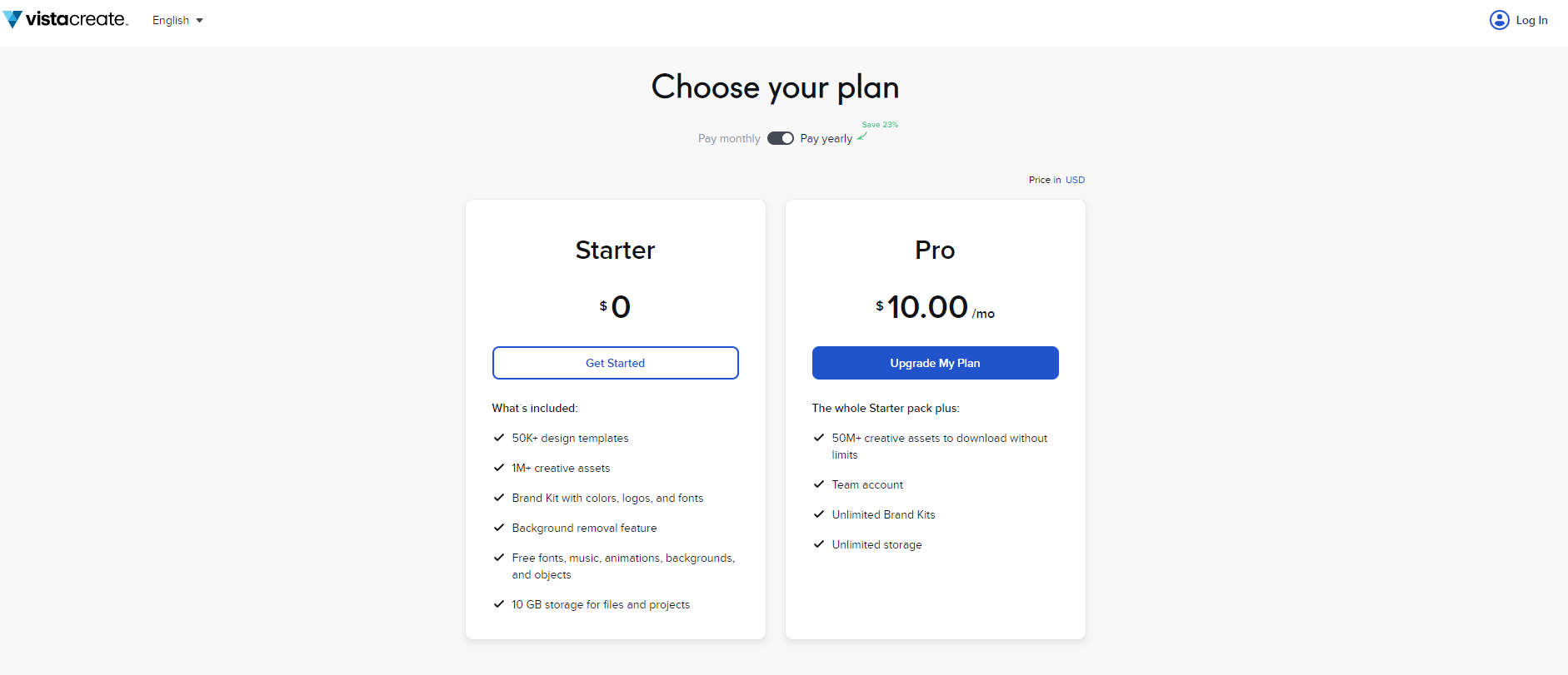 VistaCreate pricing