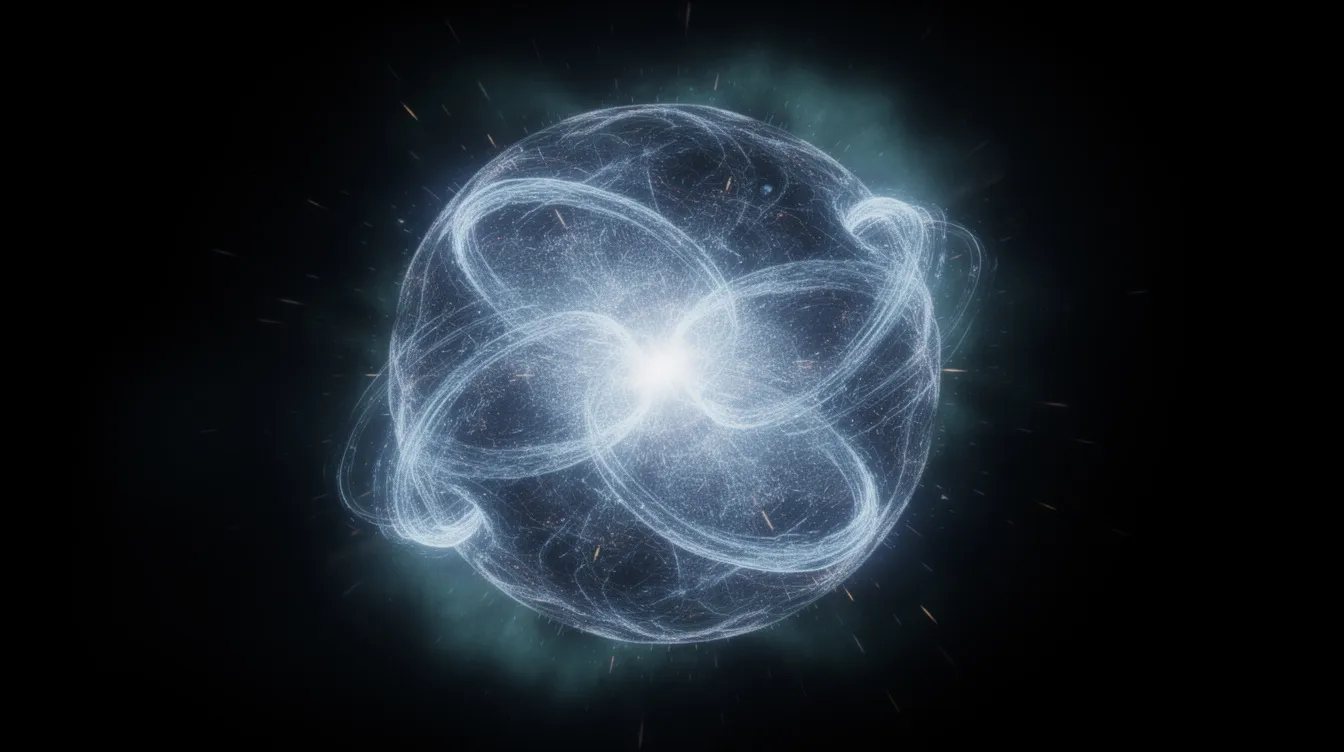 A glowing blue-white plasma sphere is suspended in darkness, symbolizing a fusion reaction, as seen in advanced scientific experiments at the National Ignition Facility. This representation highlights the potential of fusion energy and the quest to achieve fusion ignition through innovative laser systems and nuclear fusion reactions.