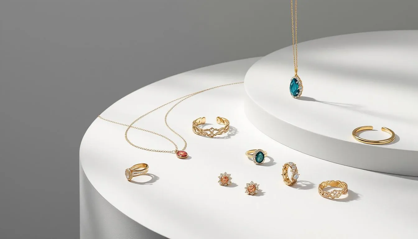 A selection of ethical and sustainable jewellery pieces on display.