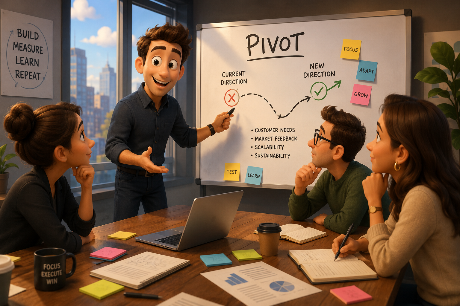 business owners and managers deciding on a startup pivot