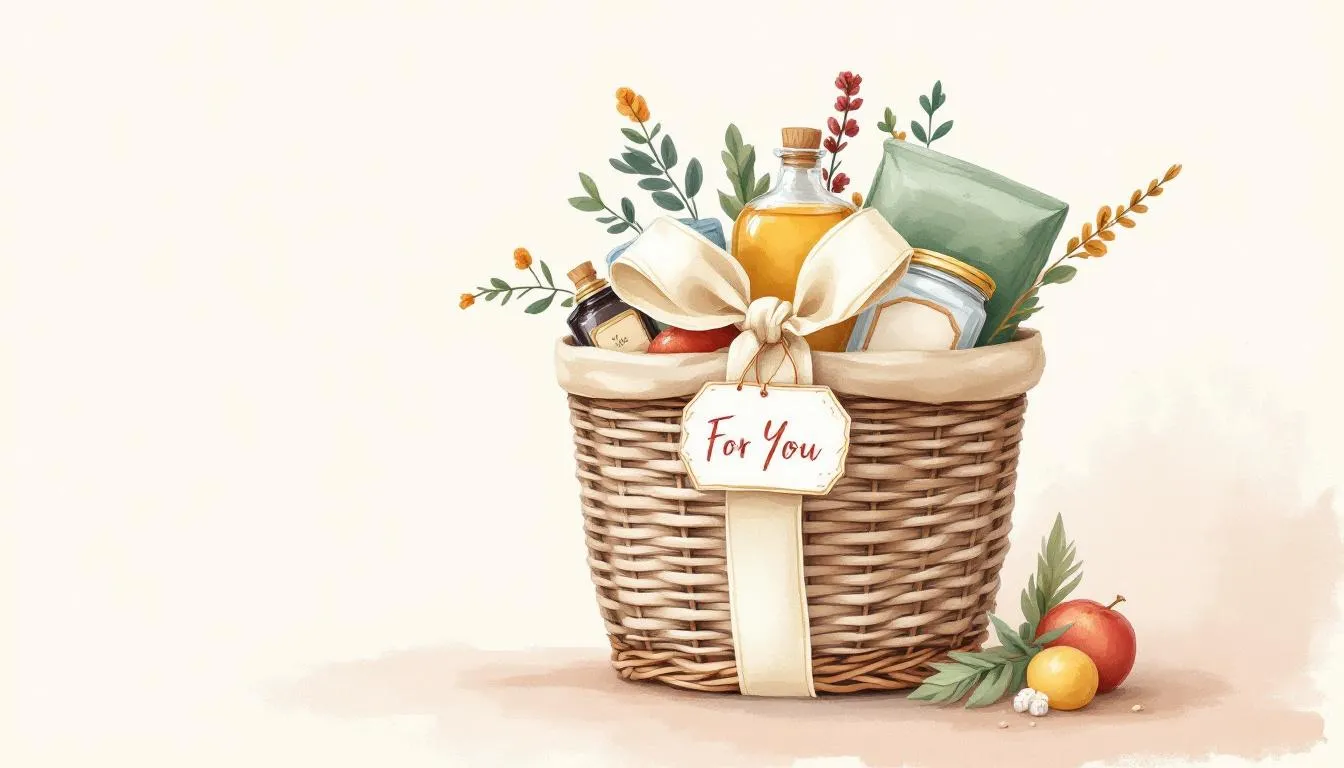 A beautifully wrapped gift basket ready for gifting.