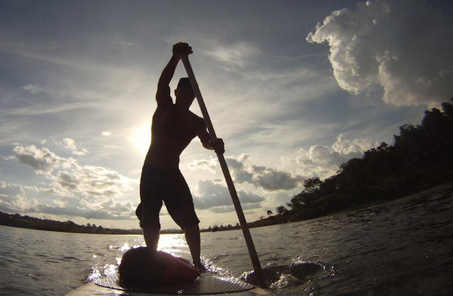 paddling a paddle board