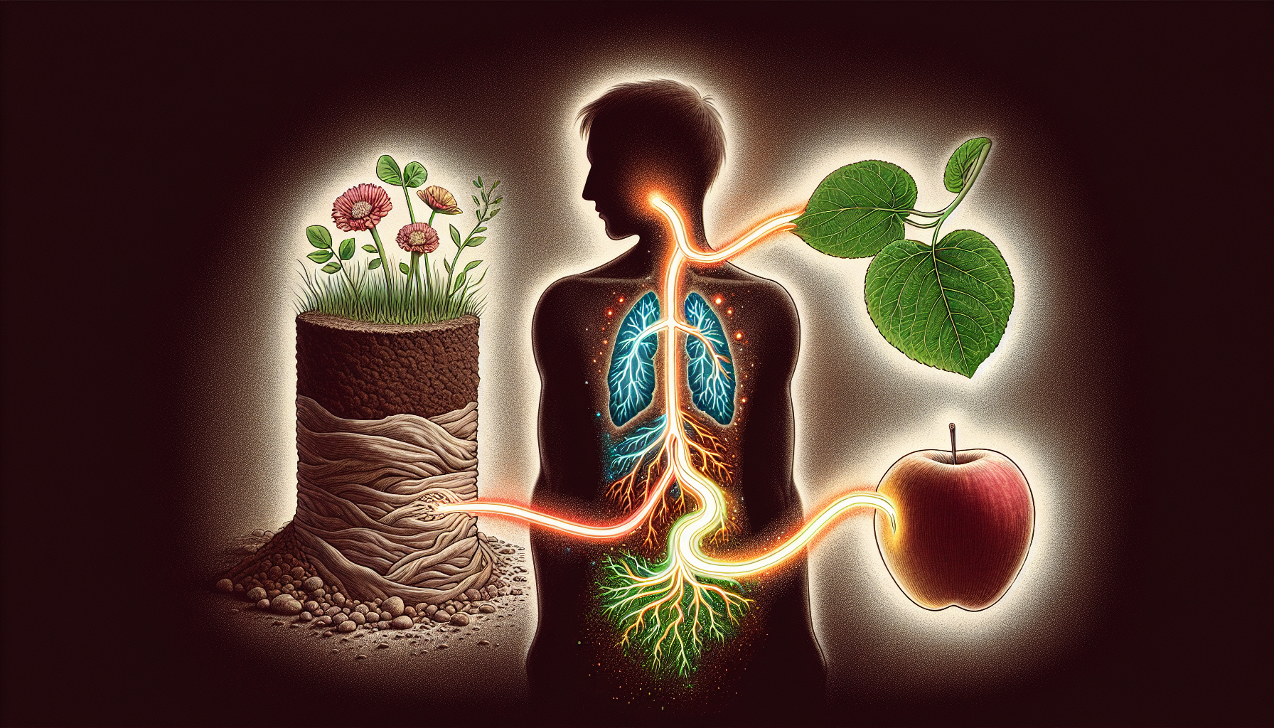 Illustration of ancient peat and apple extracts