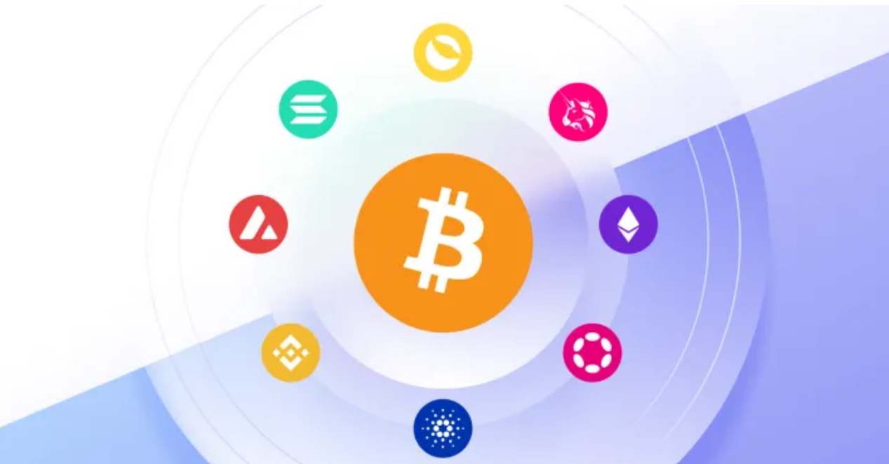 A visual representation of diversifying a crypto portfolio with various digital assets.