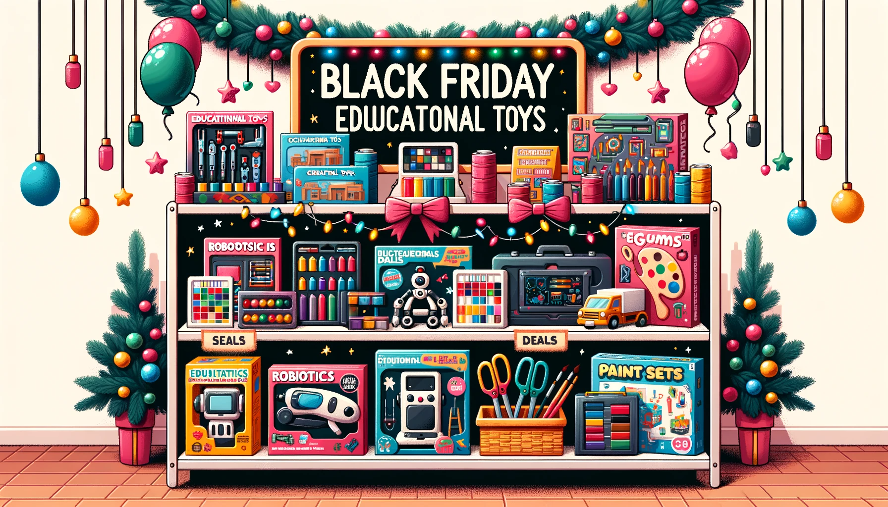 An image showing a variety of educational toys on sale for Black Friday during the Creative Arts and Crafts Deals event, including the black friday educational toys highlighted in the title.