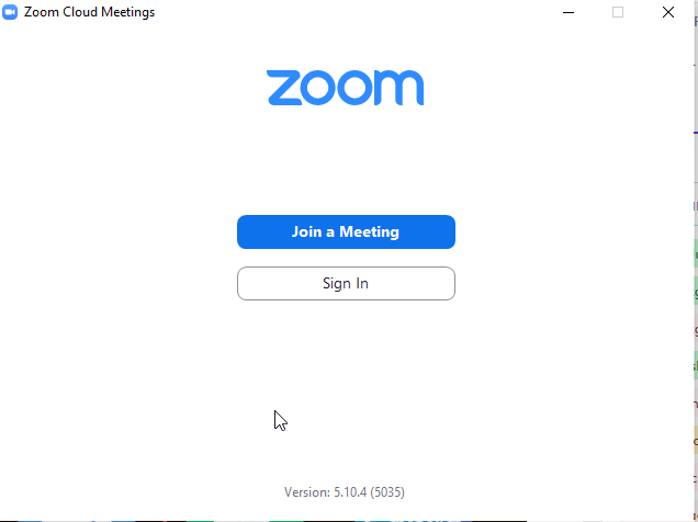 Zoom client on desktop  