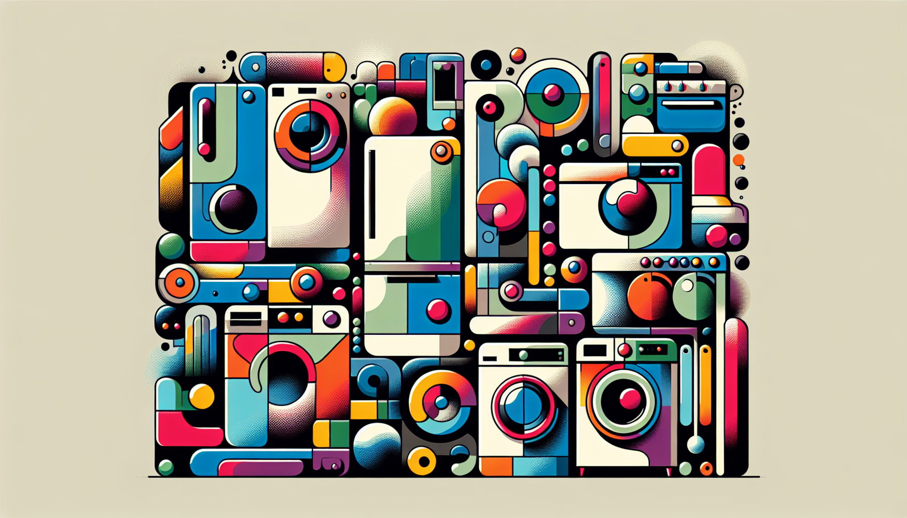 Various major appliance brands showcased.