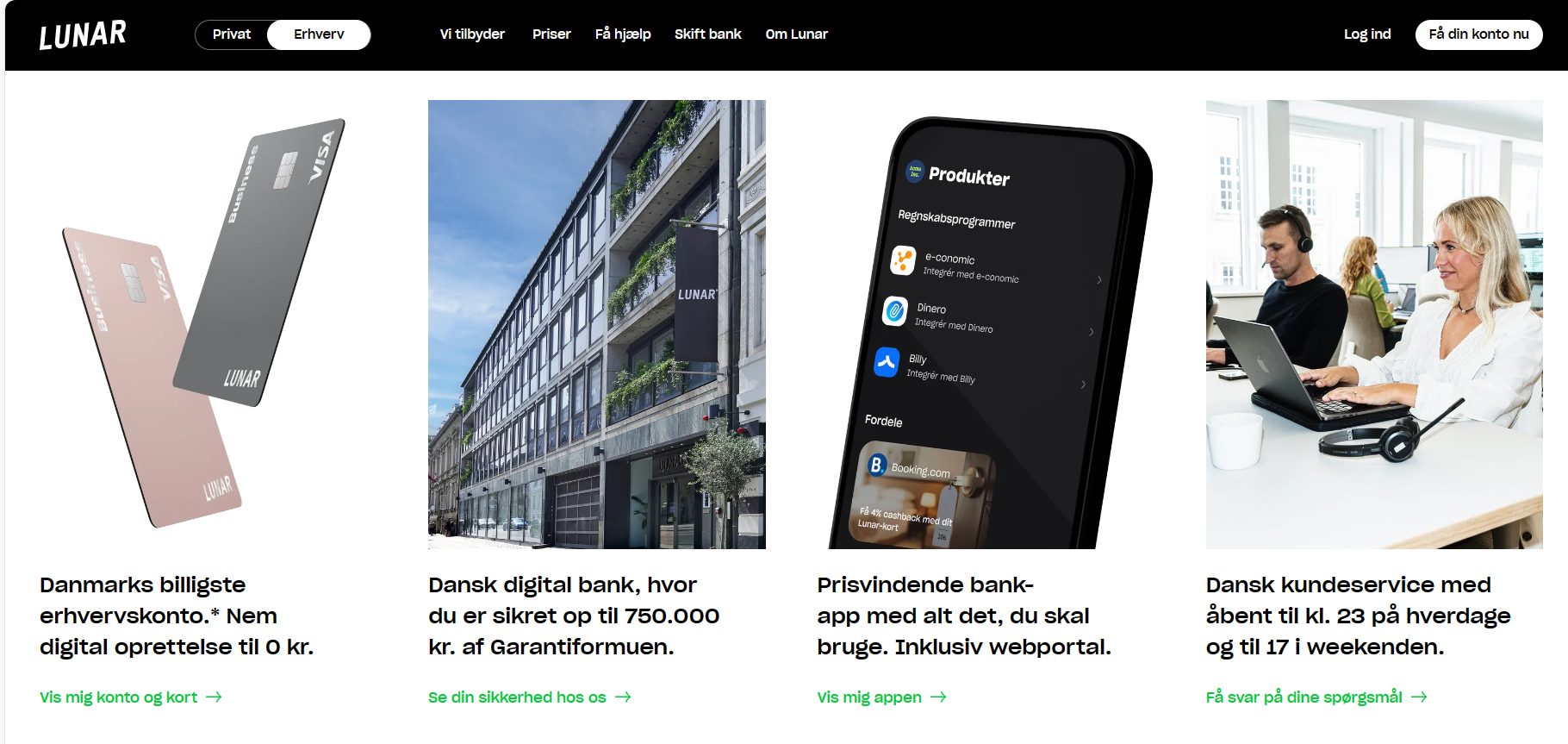 Fra bankens hjemmeside, der er på dansk