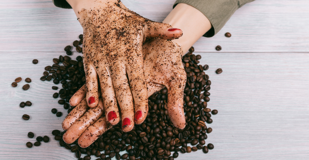 coffee scrub in woman's hand