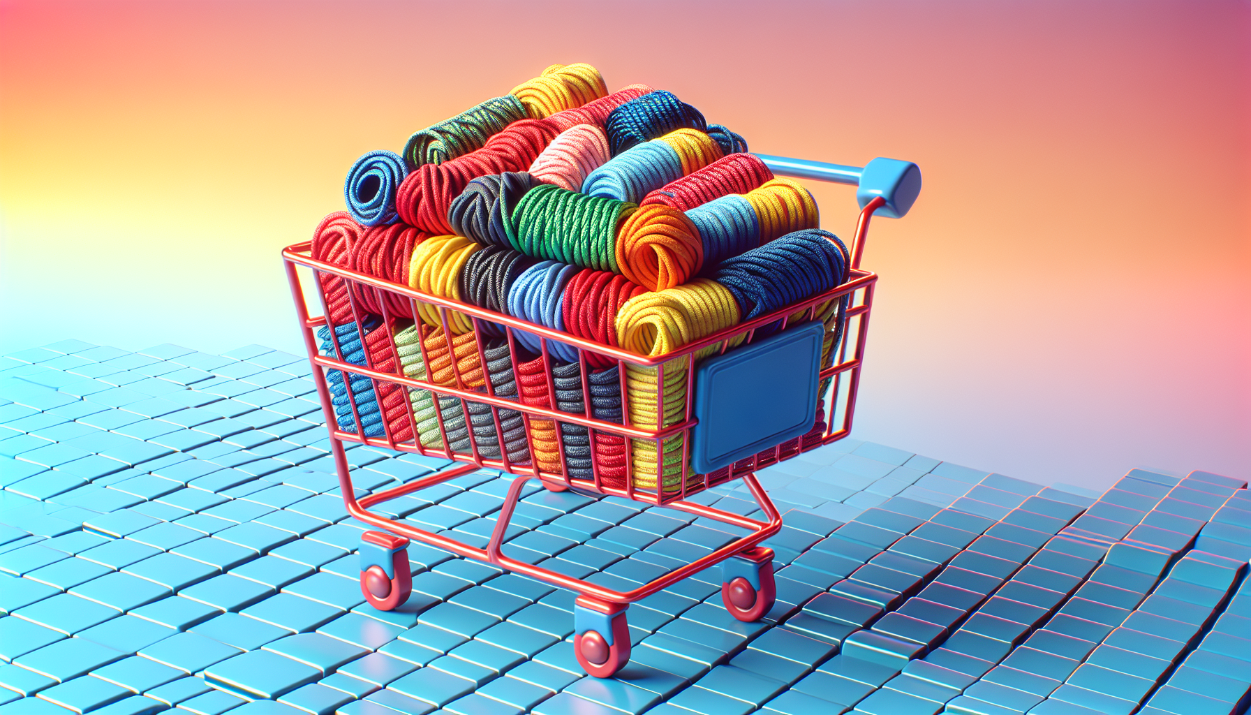 Online shopping cart with rope laces