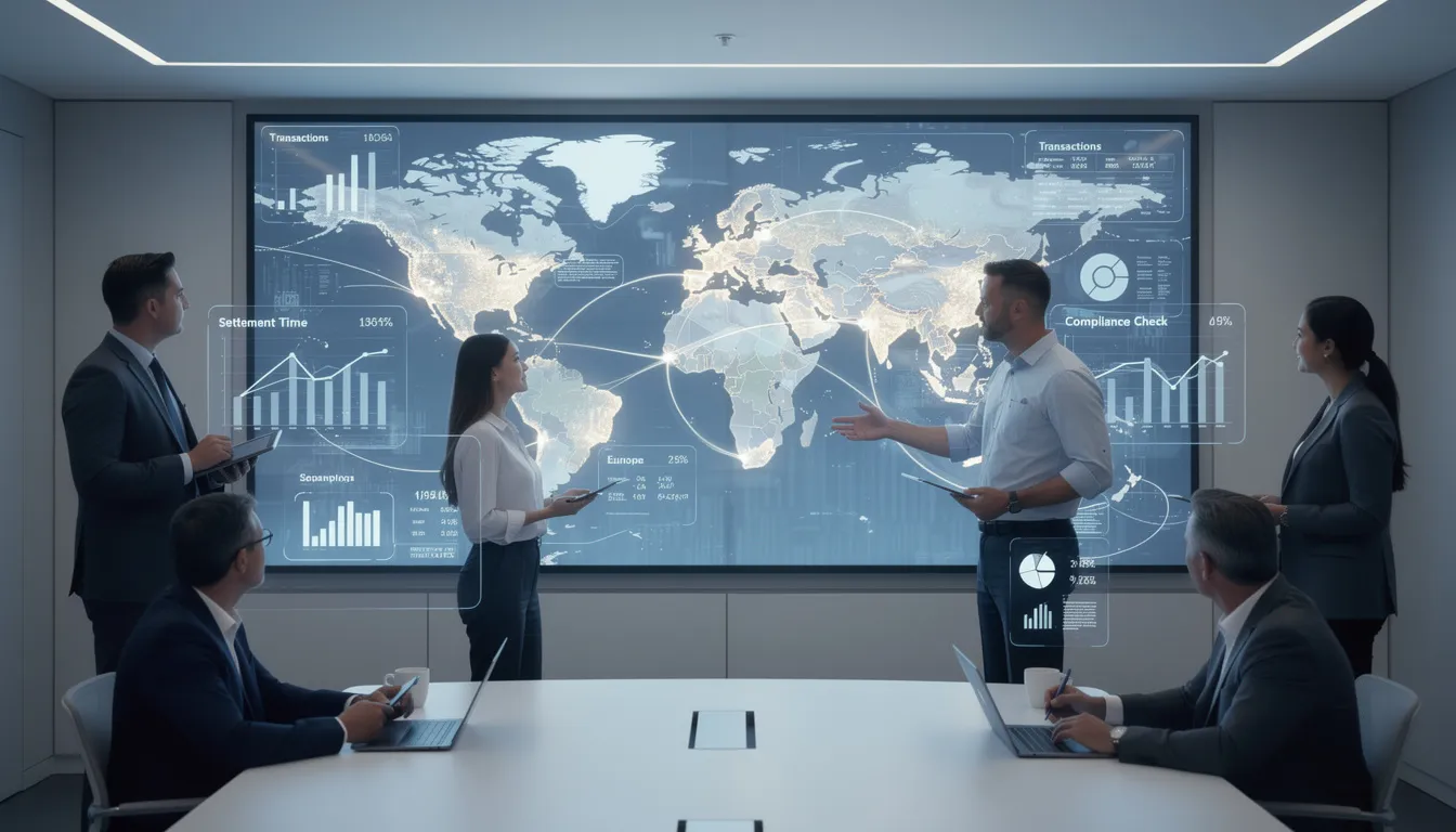 A business team is gathered around a large world map, analyzing global payment requirements and transaction data, highlighting the importance of selecting the right payment gateway for international customers. They are discussing various payment methods and strategies for online payment processing to enhance customer satisfaction and streamline business operations.