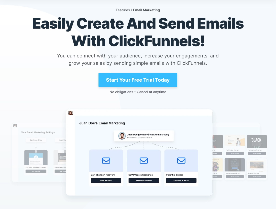Clickfunnel email marketing servicing