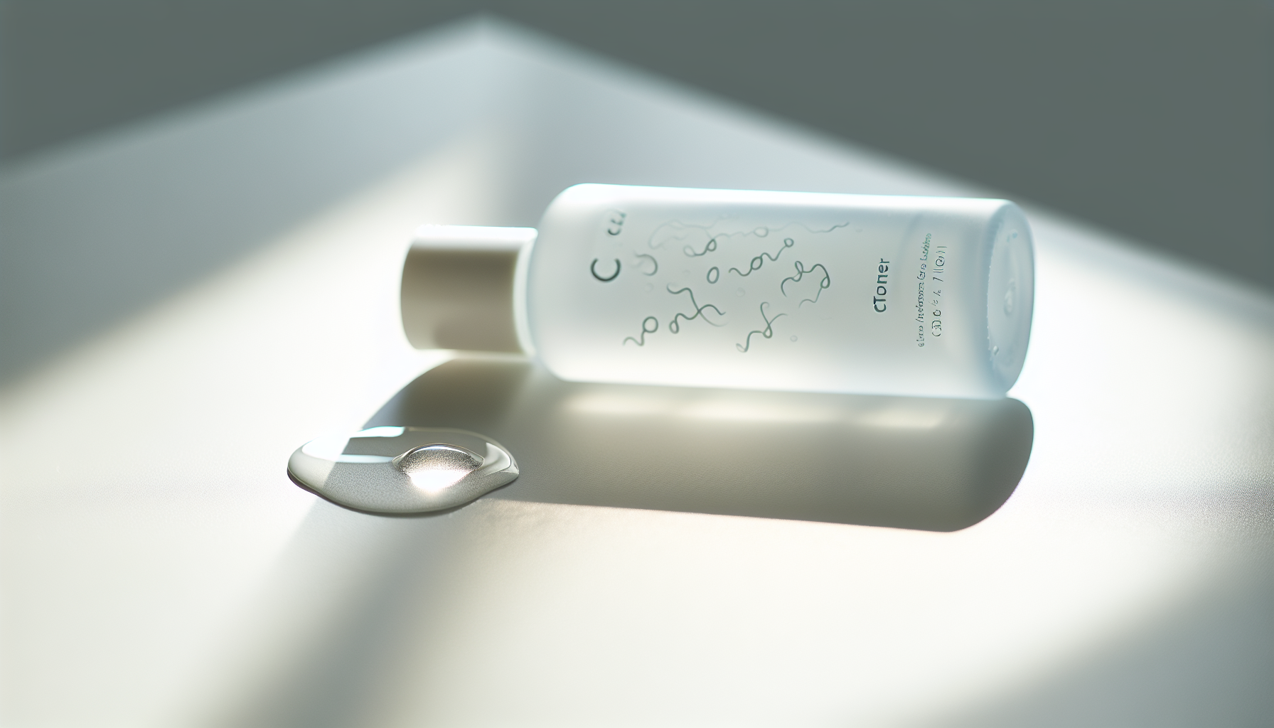 Close-up of cica toner bottle with a focus on hydration and skin barrier support