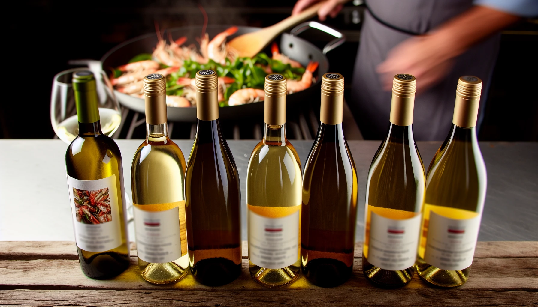 A selection of dry white wines suitable for cooking shrimp scampi