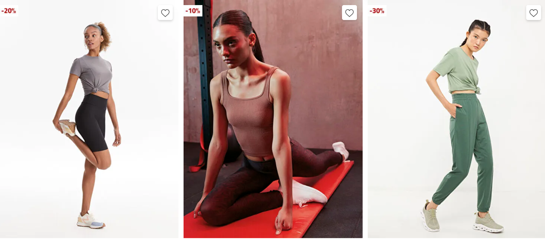 Active wear section on the LCW site