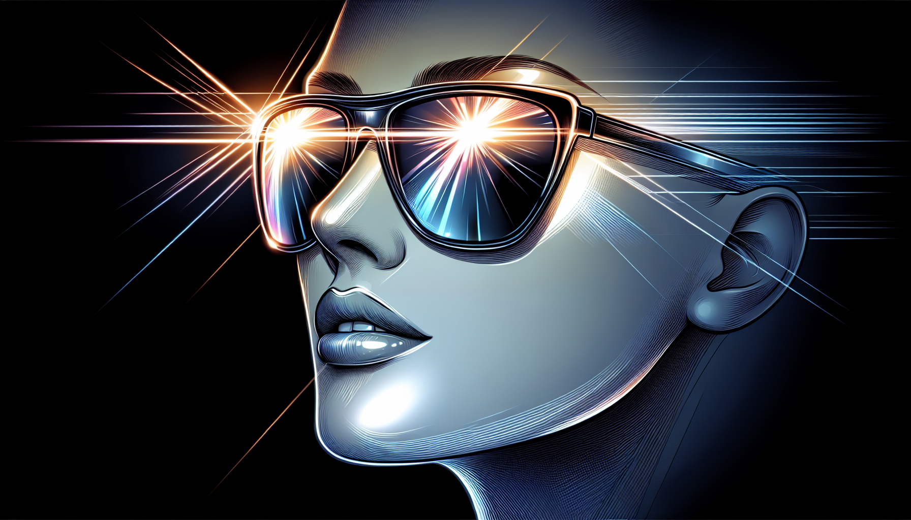 Illustration of person wearing sunglasses to protect eyes from light exposure