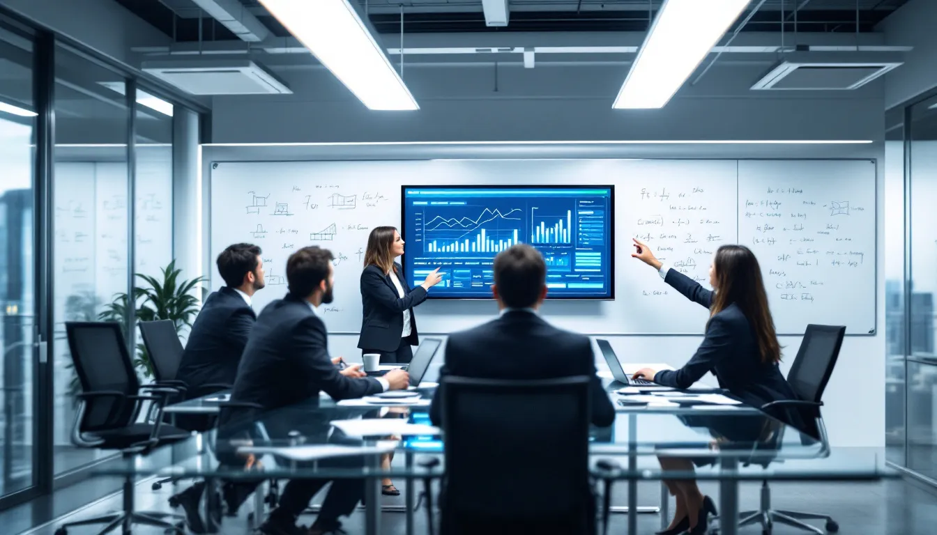 In a modern office environment, a professional IT team is collaboratively discussing a data management strategy, focusing on tools like Delphix and Actifio to enhance security and efficiency in handling files. The team is engaged in a dynamic conversation, reviewing features and benefits that will support their ongoing projects and case schedules.