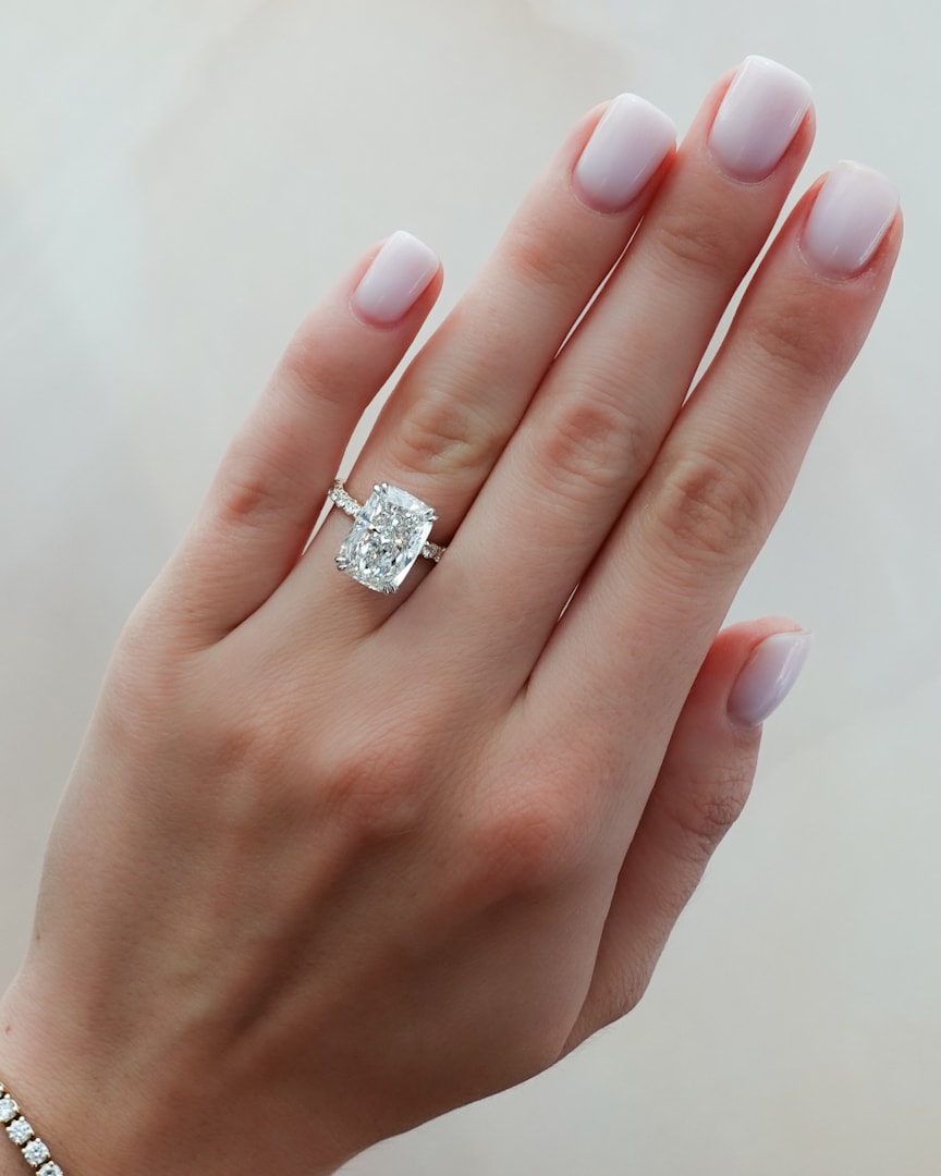 GOODSTONE Signature Pavé Engagement Ring With Elongated Cushion Cut Diamond