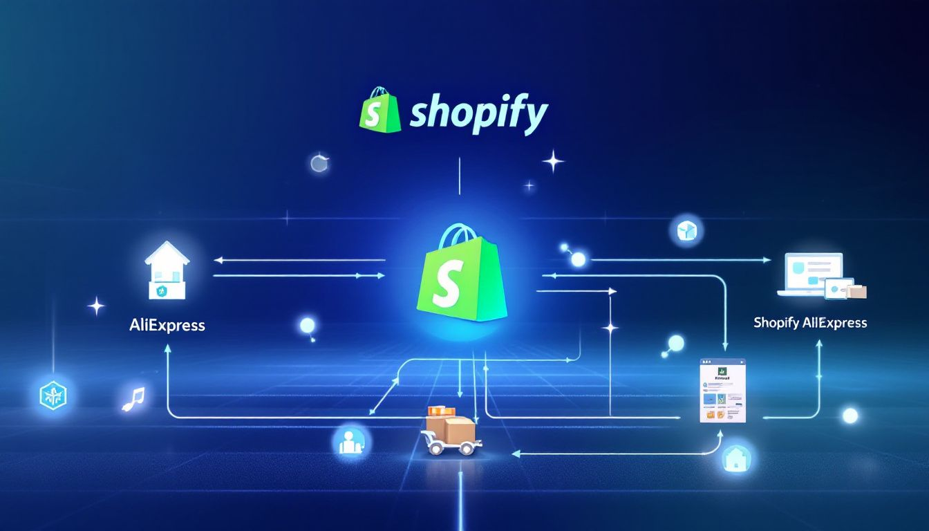 A visual representation of Shopify dropshipping with AliExpress.