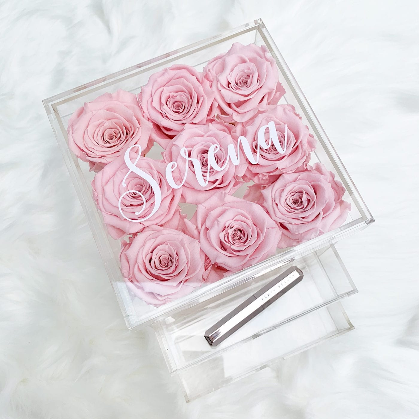 Preserved Roses Acrylics Box with drawers.