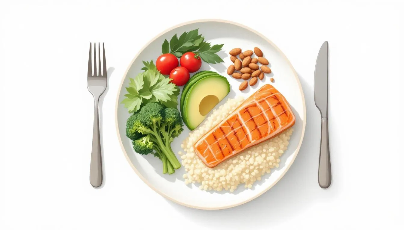 A healthy meal showcasing various nutrients beneficial for managing stress.