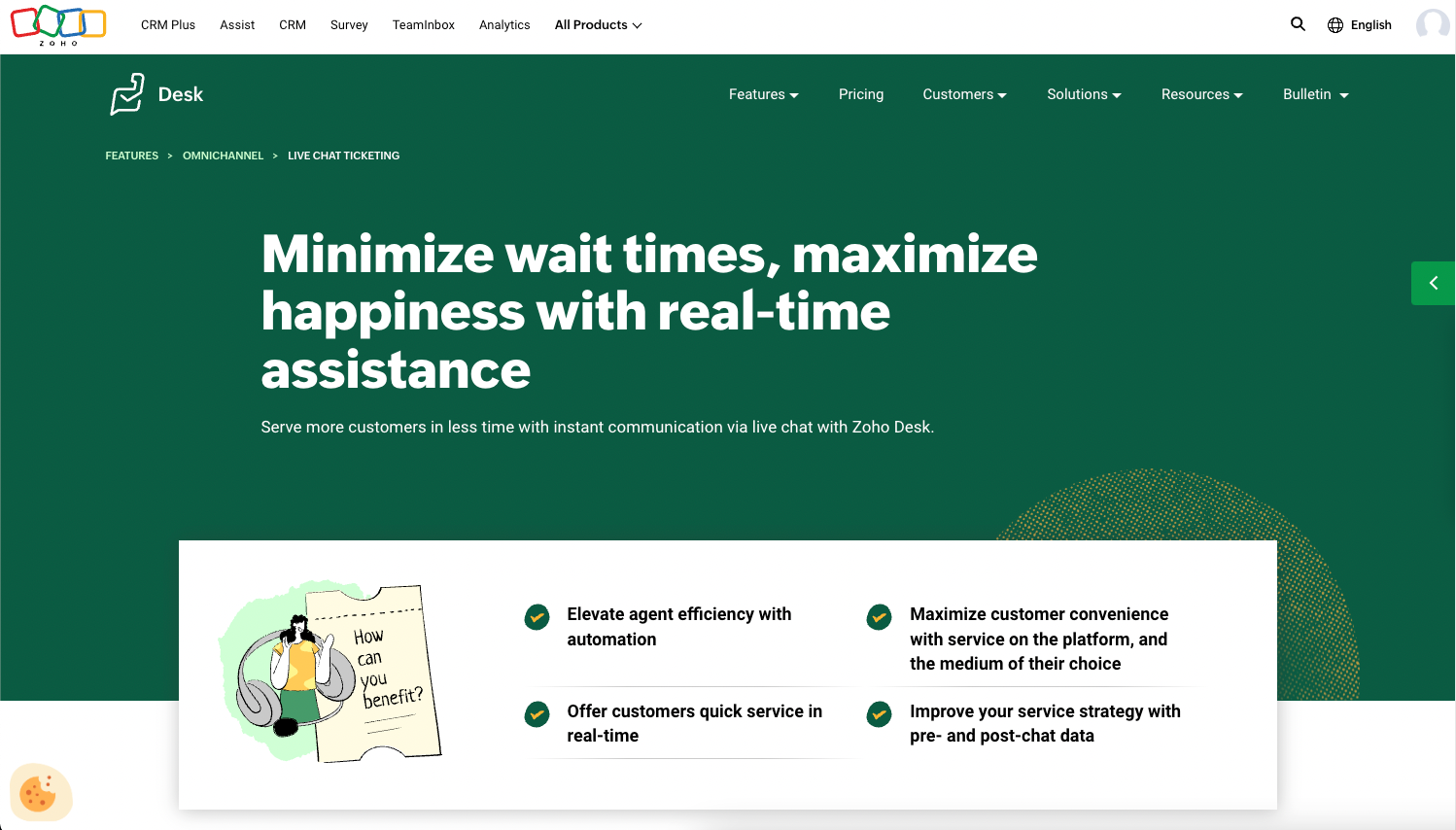 Zoho Desk is a live chat software.